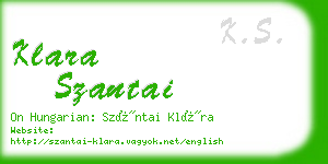 klara szantai business card